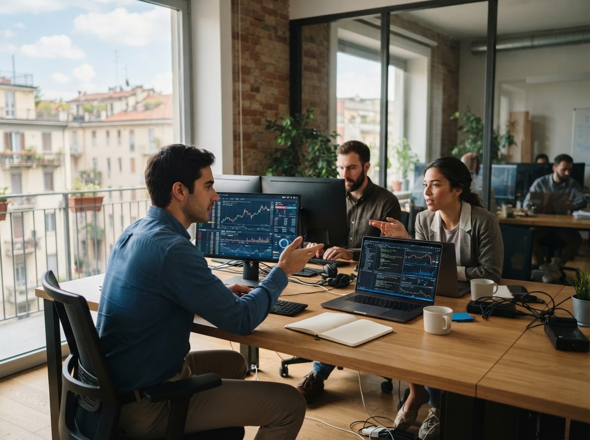 AI Trading — interfaccia di monitoraggio del rischio e allocazione del portafoglio
